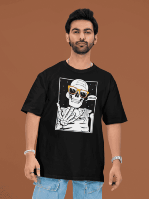 Chill Skeleton Oversized Premium Graphic Tee
